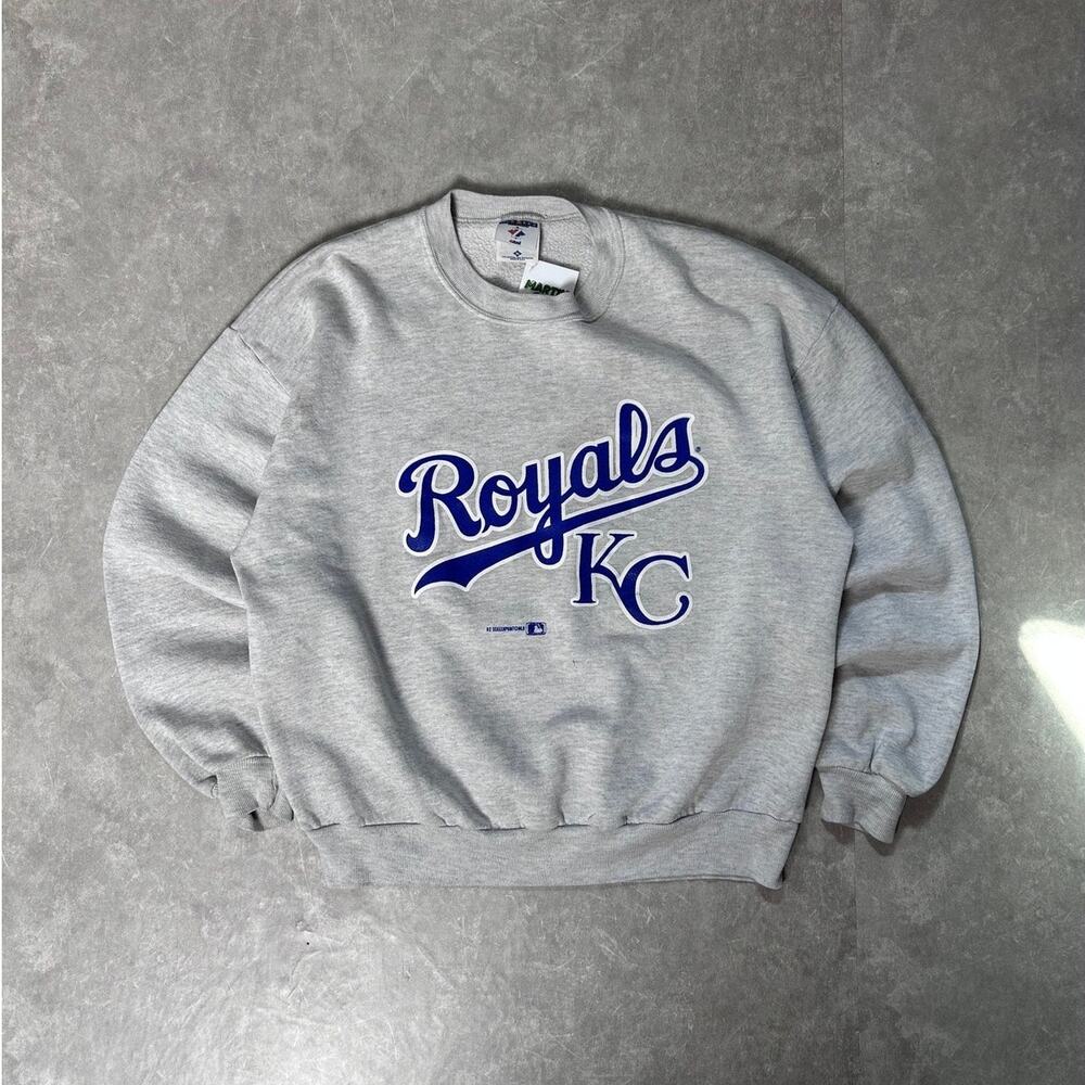 90s Vintage Kansas City Royals Heather Gray Crewneck -L